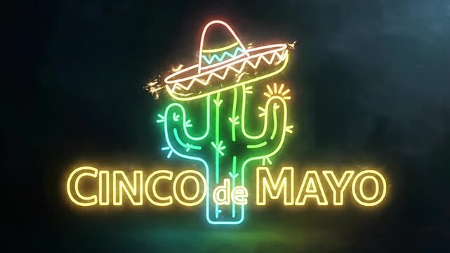 Cinematic Neon Cactus Cinco de Mayo Animation