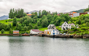 Fototapeta premium Sailing, Norwegian Sea, Alesund, Hjorundfjord, Finnmark, Norway, Arctic town, Norwegian fjords