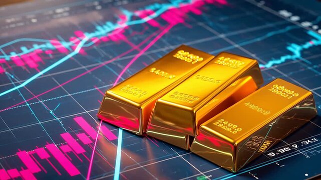 Gold bars on financial charts