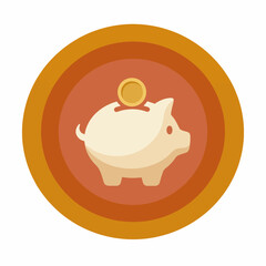 Fototapeta premium A charming piggy bank with a coin icon, symbolizing savings and financial planning. It represents a secure way to save money for future goals and purchases.