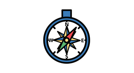 Obraz premium Illustration of a compass pointing north isolated on white background