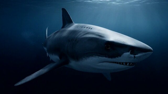 Majestic predator gliding through ocean depths, showcasing the beauty of marine wildlife.