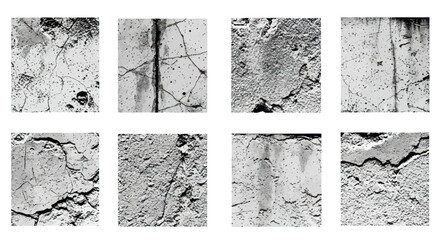 Grungy Concrete Textures: Set of 8 Cracked Wall Backgrounds © hakim
