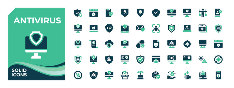 Antivirus colorful filled icon set. Contains related to firewall, cyber, defense, anti, hacker, safety and more. Web icons pack. Protect icon. Editable vector illustration.