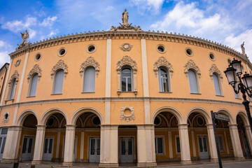 Fototapeta premium Neoclassical facade of the historic Teatro Verdi opera house in the city center of Padova, Italy 02.01.2026
