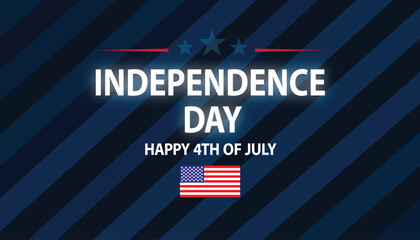 Independence Day Happy 4th of July greeting on dark blue striped background © Arman Visuals