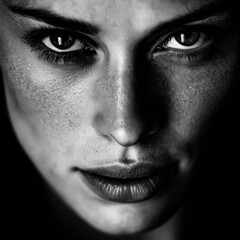 Fototapeta premium high contrast black and white portrait of a young woman