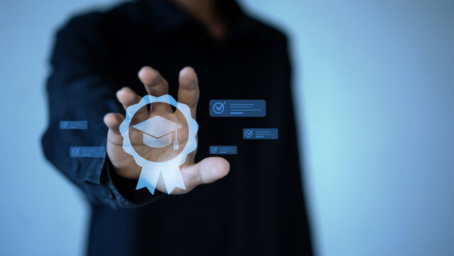 Online Certification and Digital Learning Achievement Concept
