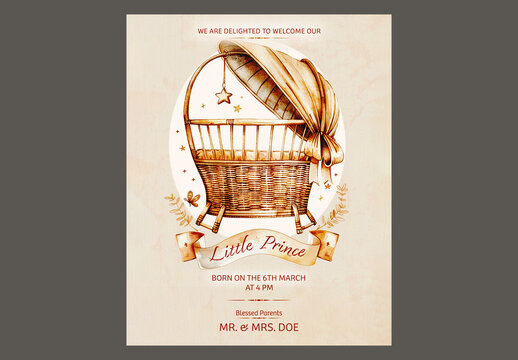 Welcome to Little Prince Baby Shower, Editable Baby Birth Announcement Post 