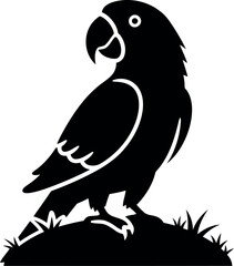 Obraz premium Parrot Silhouette Vector Illustration Isolated on White Background for Logo and Design