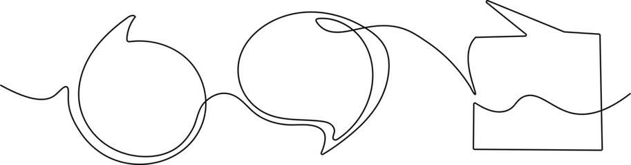Fototapeta premium Quotation mark in continuous line drawing style. Line art of of a quote mark. with speech bubble. Vector illustration. Abstract background