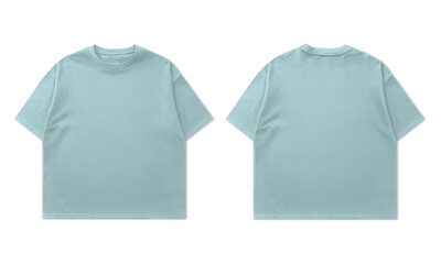 Naklejka premium Create your own unique apparel design using this trendy light blue T-shirt mockup, front and back views, for stylish advertising