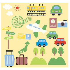 トラベル旅行のアイコン素材セット