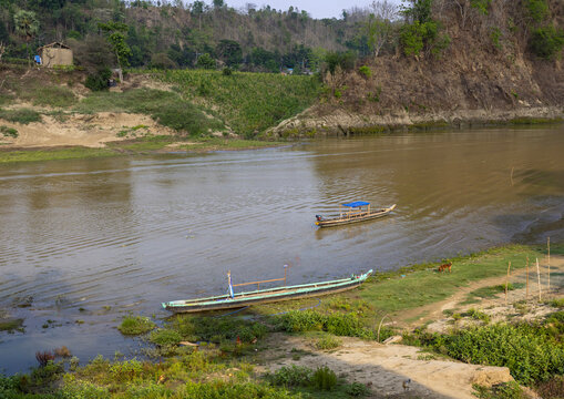 View of River Sangu flowing through Chittagong Hill Tracts, Chittagong Division, Rowangchhari, Bangladesh