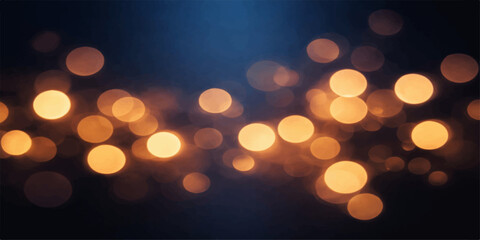A glowing celebration of bright gold and orange bokeh lights creates a blurred Christmas holiday background with shiny defocused sparkles for a festive night party © MdShakibAhamed