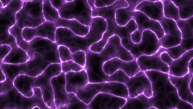 vibrant purple lightning pattern illuminates a dark background with electric purple lines.