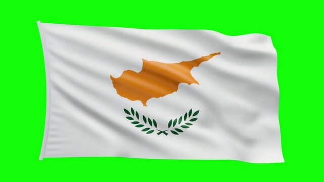 Cyprus National Flag Waving Animation on Green Screen Background Chroma Key 4K