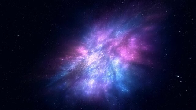 Nebula galaxy with vibrant purple and blue cosmic clouds featuring space, universe, stars with astronomy and pink elements for colorful, abstract
