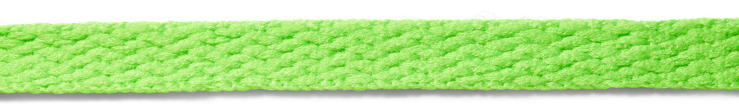 Bright Green Braided Flat Lace Rope Texture Closeup