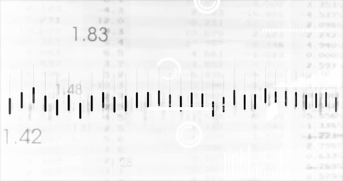 Data band animating across center, live data starting connector line showing finance trends