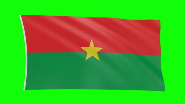 Burkina Faso National Flag Waving Animation on Green Screen Background Chroma Key 4K