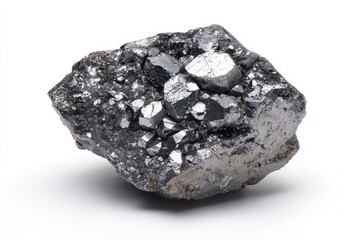 Obraz premium Detailed macro still life of nickel mineral rough with metallic sheen and textured surface