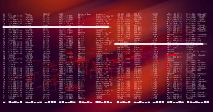 Table of white data loading from feed, forming finance dashboard for monitoring with sliding cursor