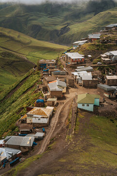 Caucasus mountians Azerbaijan Khinalig village