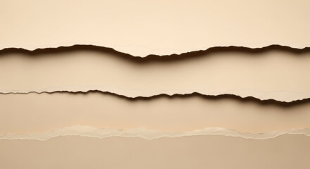 Fototapeta premium Close-up of torn paper edges with textured background and shadows.