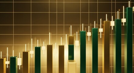 Obraz premium Trade business financial chart with uptrend indicators. Stock exchange market analytics and glowing background. Digital investment statistics and strategy graph