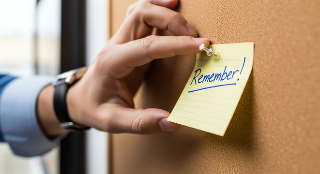 Person Sticking Reminder Note on Office Door Handle for Memory Aid.