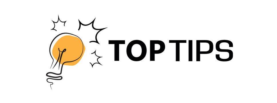 top tips sign on white background
