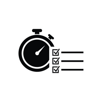 A stopwatch with a checklist indicating time management and task completion.