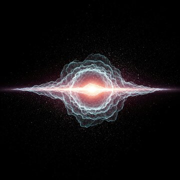 A merging digital visualization illustrating the concept of wave-particle duality, showing an electron simultaneously as a ripple and a localized point, quantum field, fundamental, electron