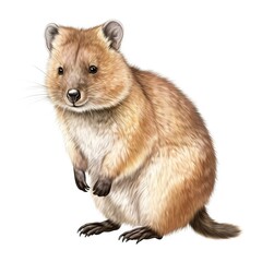 Fototapeta premium Adorable fluffy brown rodent standing upright on hind legs with tiny paws