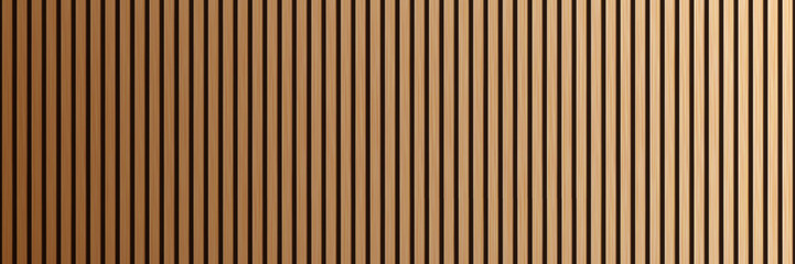 Plakat Wooden panel wall texture background with shadow effect. Vertical natural wood backdrop. Bamboo wall. Parquet board surface. Realistic vector illustration.