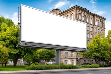 Fototapeta premium Blank white billboard mockup in urban city street