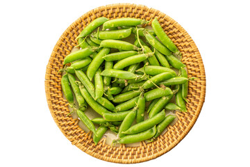 Green fresh peas isolated on white background, macro.