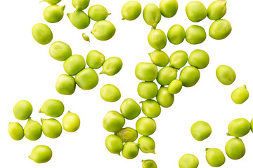 Green fresh peas isolated on white background, macro.
