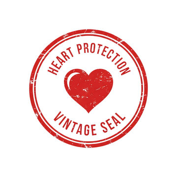 Heart Protection Vintage Rubber Stamp Health Care Badge