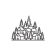 Fototapeta premium Residential house cluster icon for real estate development and countryside living website design digital assets