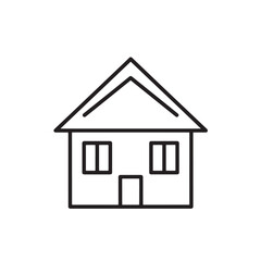 Fototapeta premium Detached residential house icon. Simple family home with pitched roof line art. Suburban property architecture design.