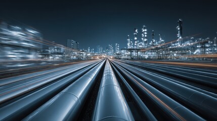 Obraz premium High Fidelity Concept of Infrastructure Flow and Continuity at Night