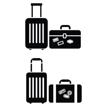 Travel luggage icons with stickers