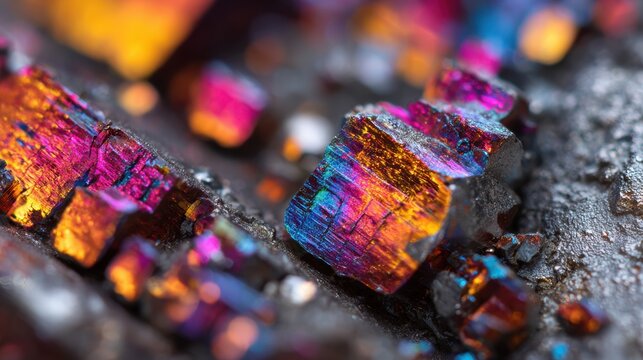 Detailed Close-Up Shot of Gallium Nitride Material with Colorful Surface