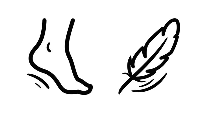 Light footstep icon with feather symbol for softness and gentleness