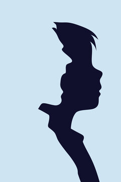 Shouting Father Looms Over Scared Child Silhouette: Dysfunctional Family Trauma, Noise