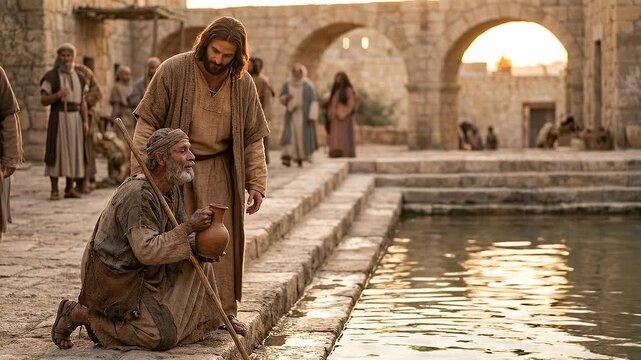 Jesus Instructing the Blind Man to Wash in the Pool of Siloam
