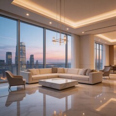 Fototapeta premium modern living room with fireplace modern living room with modern furniture modern kitchen interior