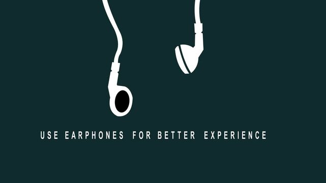 Animated music interface with sound bars and media control buttons on dark background. for use in or streaming content. 4K Video